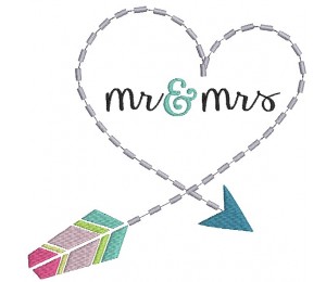 Stickdatei - Mr. & Mrs. Herz Pfeil